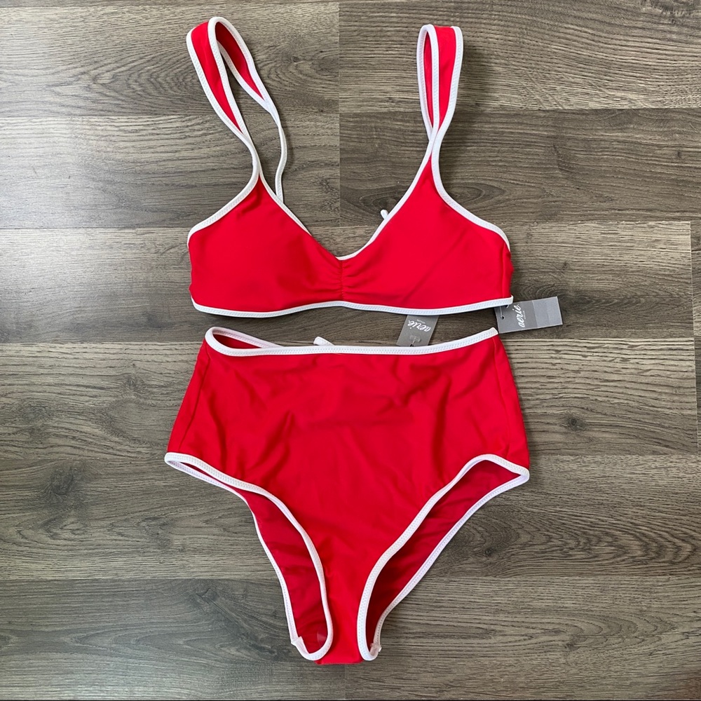 Aerie Red & White Bikini High Waisted NWT
